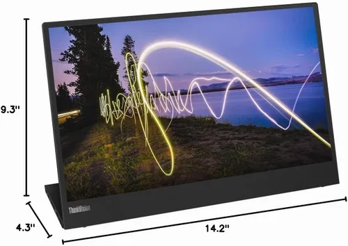Vista 10 de Lenovo ThinkVision M15 15.6" Full HD WLED LCD Monitor - 16:9 - Raven Black