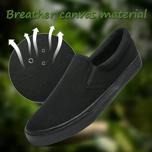 Vista 3 de yageyan Zapatos deportivos sin cordones para hombre, zapatos negros, zapatos de moda casuales blancos