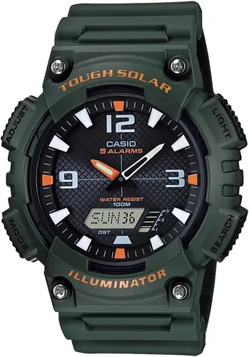 Vista 5 de Casio AQS800W Series Analog Digital Watch 100M WR Solar Powered 1/100 SEC Stop Watch 6-Language Day of The Week Indicator Countdown