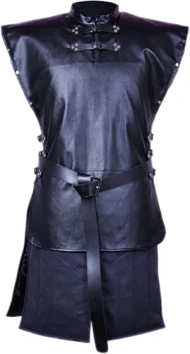 Vista 3 de ALIZIWAY Disfraz de cosplay de Jon Snow con abrigo, capa negra, disfraz de caballeros de Halloween para hombre