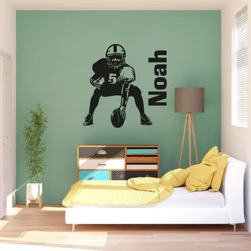 Vista 14 de Diseño de habitación deportiva con calcomanía de pared personalizada de fútbol, ideal para amantes del fútbol y jugadores, calcomanía personalizada