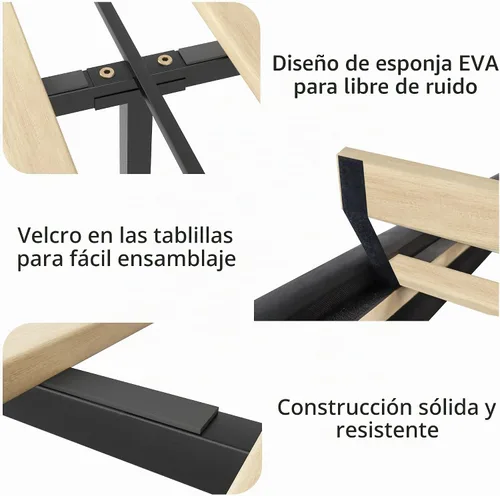 Vista 8 de BRELTAM Marco de cama tapizado tamaño Queen en terciopelo color beige con cabecera y pie de cama acolchados con botones profundos y soporte