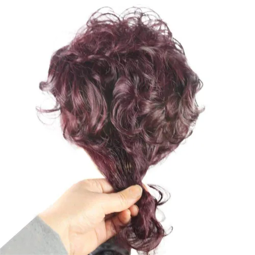 Vista 6 de Topper rizado ondulado para mujer, pieza de cabello sintético con clip, aspecto natural, peluca invisible para pérdida de cabello con flequillo