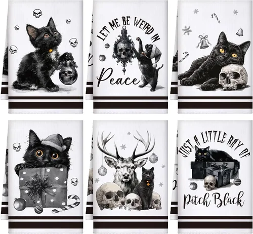 Vista 7 de Bencailor - 6 toallas de cocina góticas espeluznantes con tarot, toallas de mano, luna, sol, bruja, té, para fiestas de terror, regalos de baño