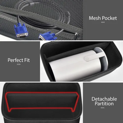 Vista 5 de Funda de proyector mejorada compatible con Magcubic HY300Pro+ / HY300PRO para ENUOSUMA HY300 ULTRA para proyector portátil Alwtniet 4K 1080P, Negro
