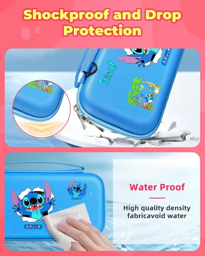 Vista 4 de Xinocy Carrying Case for Nintendo SwitchSwitch OLED Travel Carry Cases for Teen Kids Boys Girls Cute Kawaii Girly Cartoon Portable Hard Shell Covers
