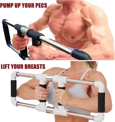 Vista 5 de GOFITNESS Entrenador de pecho con barra de empuje hacia abajo, equipo de entrenamiento en casa para pecho, brazo, hombro, abdominales y espalda