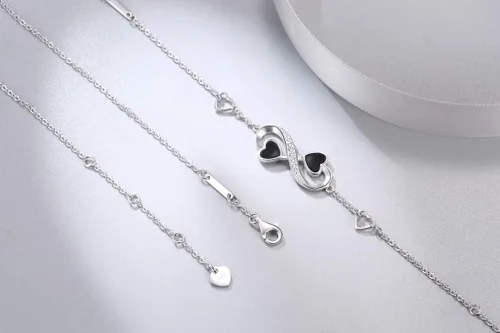 Vista 3 de OneSight Pulsera de corazón de amor infinito para mujer, plata de ley 925 ajustable con dije para siempre para mujeres y niñas