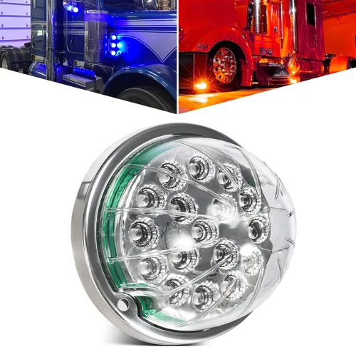 Vista 9 de Partsam 1 luz de sandía de doble revolución, ámbar 17 luces LED intermitente/marcador a luz auxiliar azul, luces subterráneas compatibles con ámbar