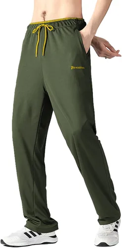 Vista 4 de FAVMARTHA Pantalones deportivos para hombre con bolsillos con cremallera, parte inferior abierta, pantalones deportivos para correr, entrenar