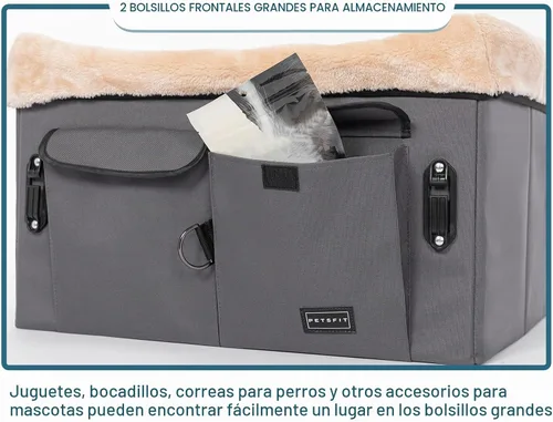 Vista 5 de Asiento de coche Petsfit para perros medianos o 2 perros pequeños, asiento elevador de coche para perros actualizado para asientos delanteros