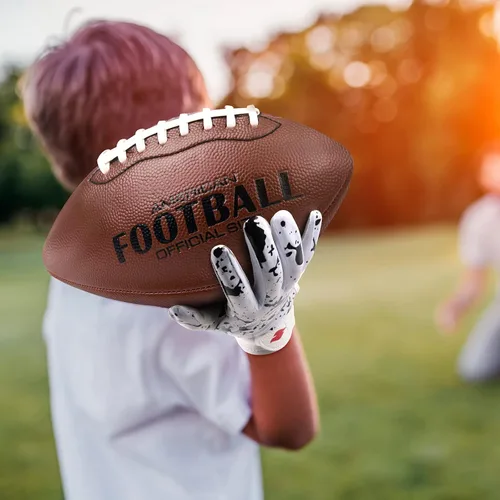 Vista 7 de Guantes de fútbol para niños, guantes de receptor ancho de silicona con agarre mejorado para jóvenes