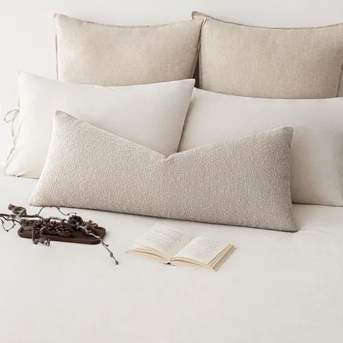 Vista 80 de Foindtower Fundas de almohada decorativas con textura de boucle, fundas de almohada sólidas, neutrales, suaves y acogedoras para silla, sofá