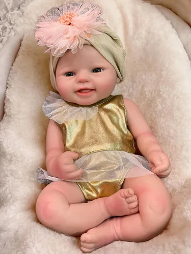 Vista 3 de Abenduot Muñeca de bebé de silicona suave de 15 pulgadas, muñecas de bebé de silicona de cuerpo completo anatómicamente correctas, muñeca de bebé