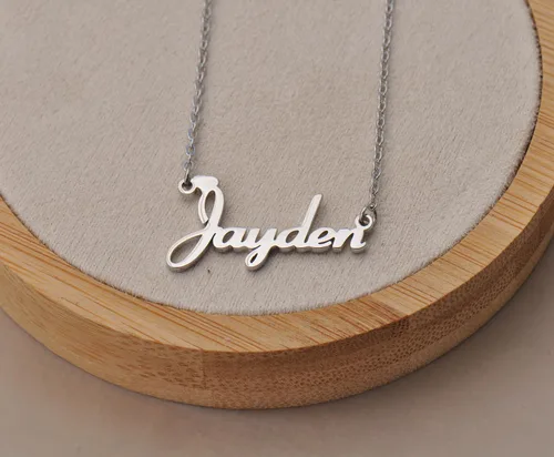 Vista 2 de Aoloshow Collar personalizado con nombre y pulsera hecha a medida con cualquier nombre, joyería de acero inoxidable para mujeres y mamás