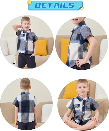 Vista 46 de Conjunto de ropa de verano para bebé y niño, camiseta de manga corta de algodón, pantalones cortos de dinosaurios, conjunto de ropa para niño