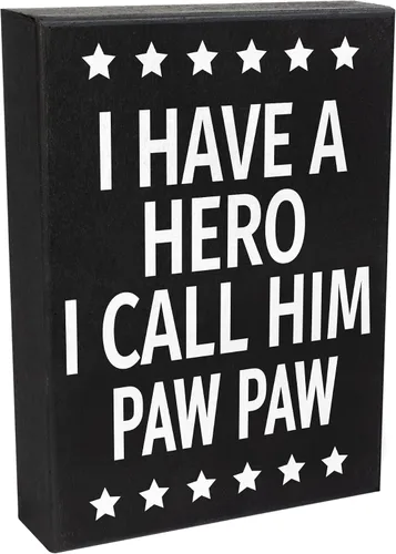 Vista 7 de JennyGems Regalos de papaya, letrero de madera con texto en inglés "I Have a Hero I Call Him Paw Paw Paw", regalo para papaya, decoración