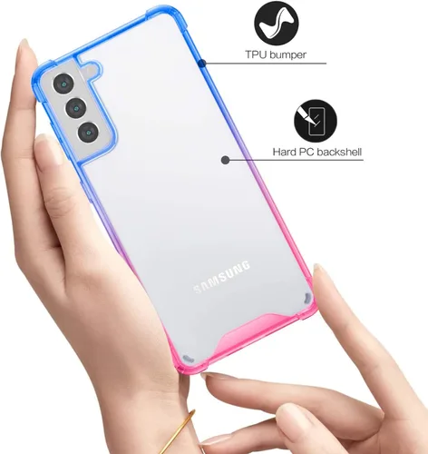 Vista 3 de Funda para Galaxy S21 Plus - Funda protectora delgada transparente con degradado para Samsung Galaxy S21 Plus de 6.7 pulgadas 2021 (rosa azul)