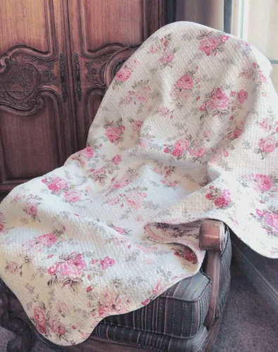 Vista 8 de Cozy Line Home Fashions Manta acolchada floral vintage, 100% algodón, reversible, para todas las estaciones (flores)