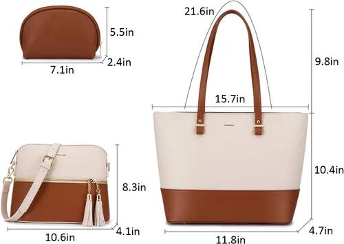 Vista 4 de Juego de 3bolsos de mano para mujer, bolso estilo boho tipo bandolera para llevar colgado del hombro