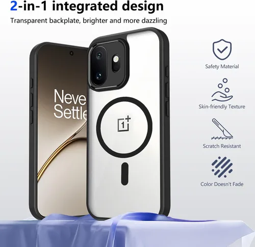 Vista 640 de Funda magnética transparente compatible con Xiaomi 17T, color negro 2 en 1 PC + TPU cubierta de teléfono a prueba de golpes, carcasa protectora