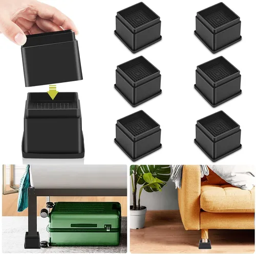 Vista 29 de Paquete de 12 elevadores de muebles de 1 pulgada, elevadores de cama ajustables resistentes para mesa, escritorio, sofá, gabinete, marco de cama