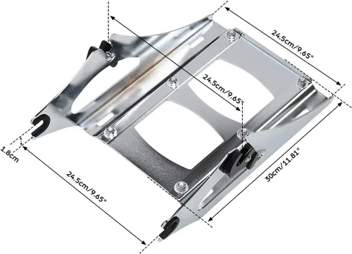 Vista 8 de TCT-MOTORPARTS Tronco Razor Tour Pack de 5.5 pulgadas+estante de montaje de 2 UPS+respaldo apto para Harley Road King FLHR, Street Glide FLHX
