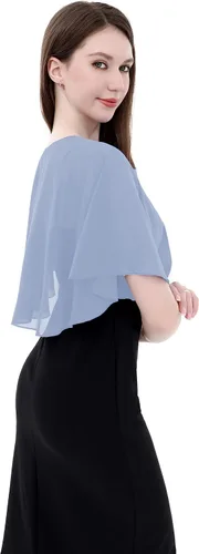 Vista 5 de Capelets de encaje de gasa suave para mujer, chales y envolturas para vestido de noche, boda, capa Bole