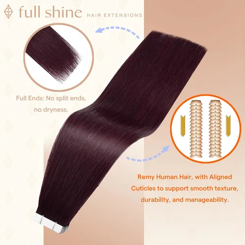 Vista 43 de Full Shine - Extensiones de cabello humano con cinta, mezcla de rubio hongo # 8 castaño ceniza resaltado 60 rubio ceniza