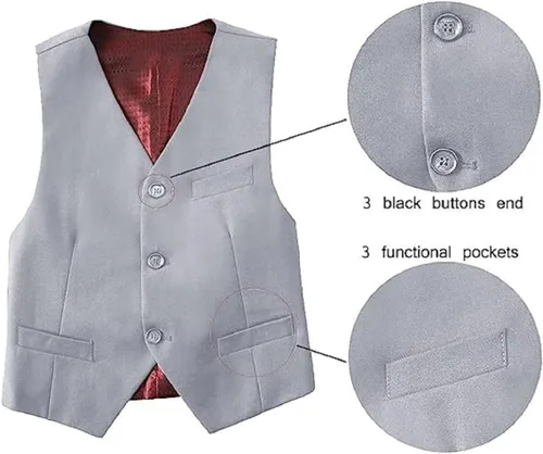 Vista 2 de Conjunto formal de 5 piezas con chaleco y pantalones para niños