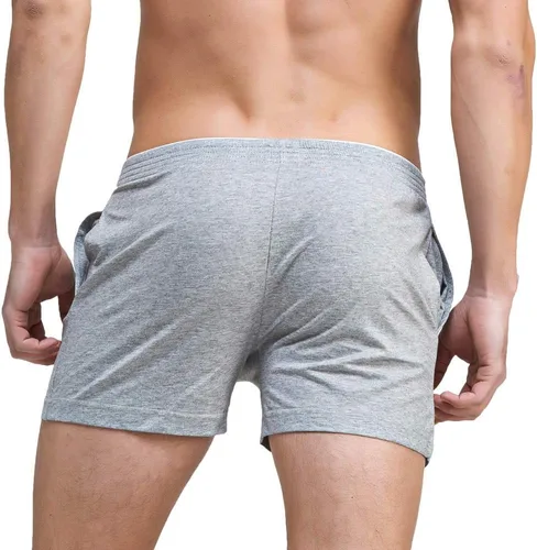 Vista 4 de Rexcyril Pantalones cortos de algodón para hombre, para correr, entrenamiento, gimnasio, descanso, dormir