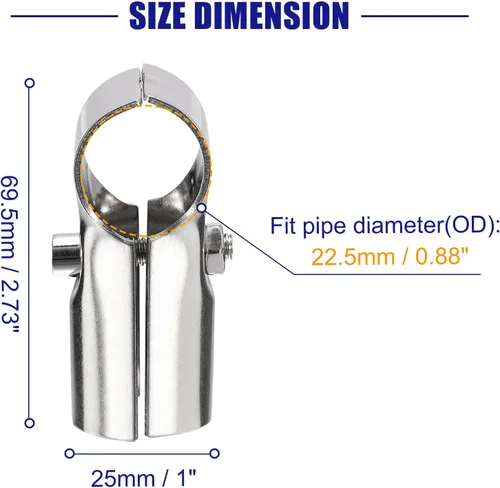 Vista 5 de uxcell Conector de tubería estructural, abrazaderas de tubería de unión de 180 grados de 2 vías, 10 juegos de rieles de esquina de acero inoxidable