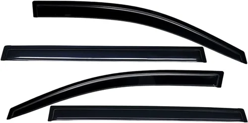 Vista 3 de Lightronic WV94063 - Protector de lluvia para ventana lateral de montaje exterior, humo oscuro, juego de 4 piezas, se adapta a Toyota Highlander