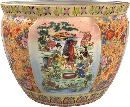 Vista 9 de Red Lantern Maceta de Pecera de Porcelana de Flor de Cerezo de 12 Pulgadas