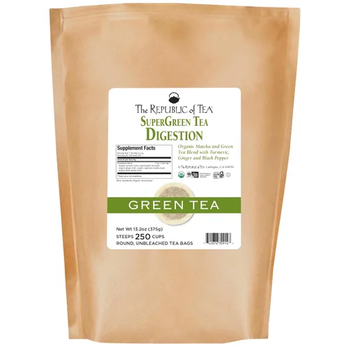 Vista 7 de The Republic of Tea - Lata de té SuperGreen de digestión orgánica, 36 bolsas de té, matcha japonés con cafeína natural y té verde
