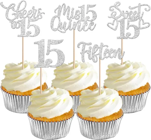 Vista 57 de 30 piezas de adornos para cupcakes de 12 cumpleaños feliz, brillantes doce, hola 12, felicitaciones a 12 años, adornos para cupcakes, 12