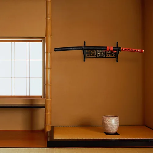 Vista 6 de Soporte de pared para espada Ekkhysis Kylin de 1 nivel con acolchado de terciopelo y gancho, soporte para katana para espada Tanto de samurái