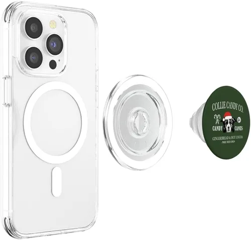 Vista 4 de Funny Santa Border Collie Mom Christmas Vintage Holiday PopSockets MagSafe PopGrip for iPhone