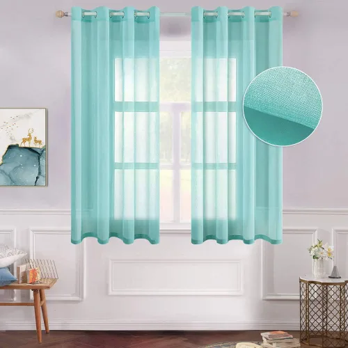 Vista 14 de MIULEE 2 paneles de cortinas semitransparentes beige para ventana, elegantes con ojales en la parte superior, cortinas de gasa