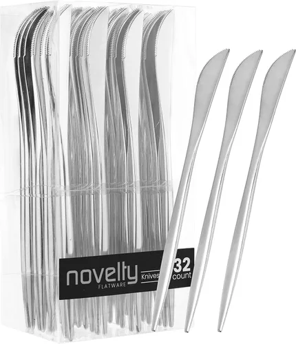 Vista 5 de Novedad moderna cubiertos, cubiertos, tenedores desechables de plástico de lujo plateado 32