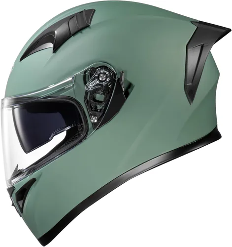 Vista 2 de KYPARA Casco de motocicleta de cara completa con visera interna tintada y aprobado por DOT para ciclomotor, ATV Cruiser Scooter