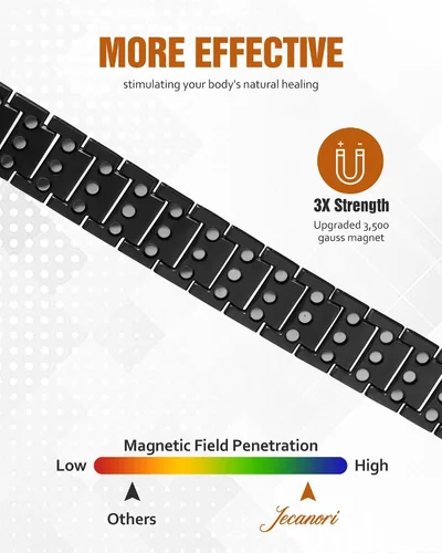 Vista 8 de Jecanori Pulseras magnéticas de cobre para hombres, pulsera magnética ultra fuerte, regalos de joyería con herramienta
