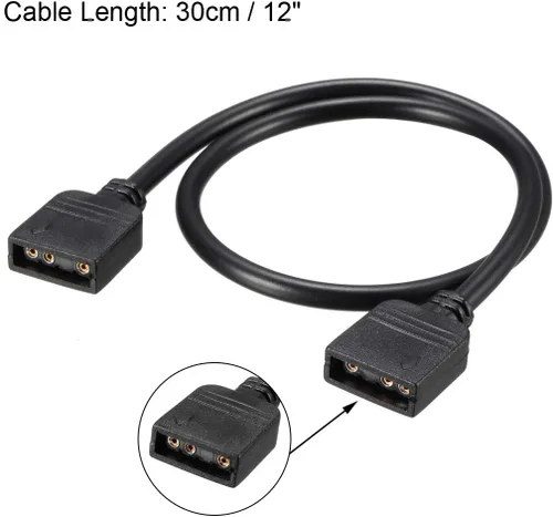 Vista 2 de uxcell ARGB - Cable divisor hembra a hembra de 3 pines, cable de extensión para tiras de luz LED 5050 3528, 11.8 in de longitud, 2
