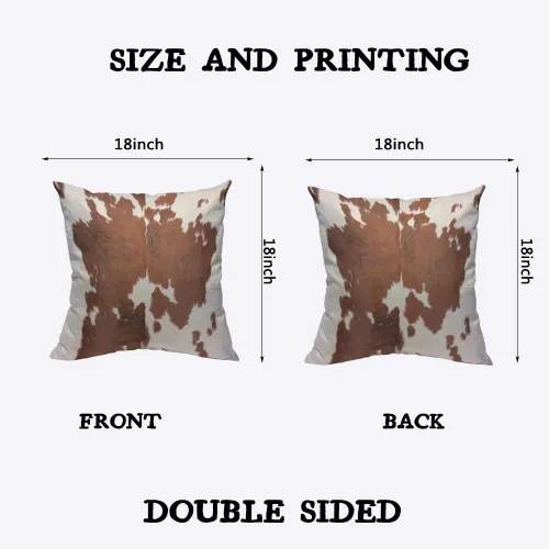 Vista 2 de TKS MITLAN Funda de cojín de piel de vaca marrón para usar como fondo en el marco completo de lino para sofá, cama, sofá, automóvil, funda de cojín