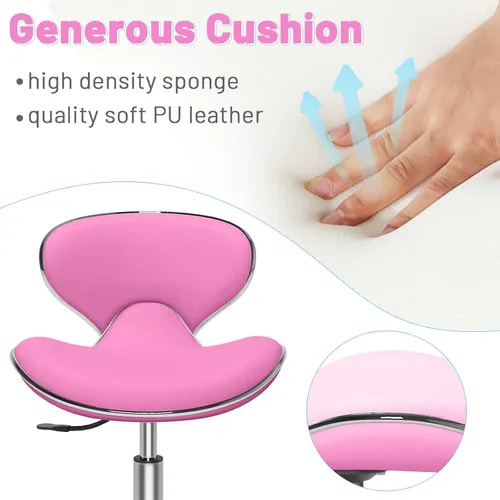 Vista 3 de Taburete enrollable ajustable multiusos con respaldo, silla de spa de dibujo, silla de tatuaje para salón médico, con ruedas giratorias 360