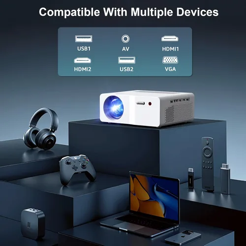 Vista 8 de [Compatible con 3500 ANSI/4K] Proyector de cine para exteriores, proyector nativo 1080P con WiFi y Bluetooth, proyector de video de pantalla de 450