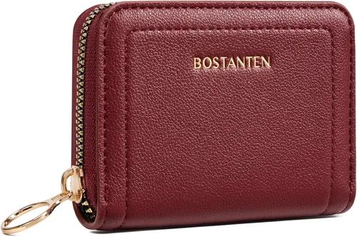 Vista 7 de BOSTANTEN Tarjetero de tarjeta de crédito RFID de cuero pequeñas carteras para mujer, cartera de tarjeta con cremallera de acordeón, Beige
