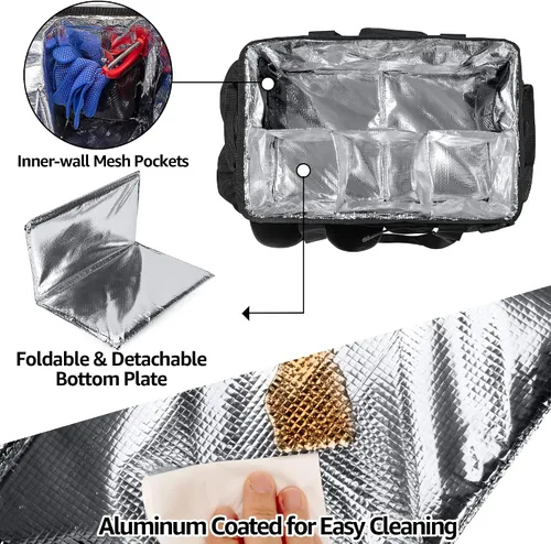 Vista 2 de HODRANT Organizador grande para utensilios de parrilla con soporte para toallas de papel, organizador de bolsa de picnic al aire libre