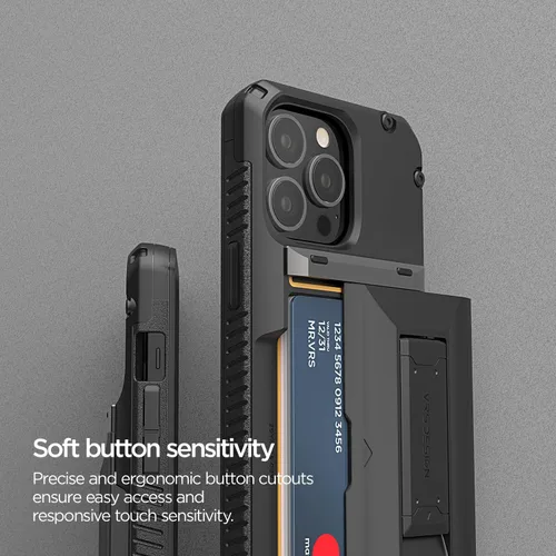 Vista 5 de VRS DESIGN Damda Glide - Funda híbrida para iPhone 13 Pro, ranura para tarjetas con soporte, funda funcional resistente compatible con iPhone 13 Pro