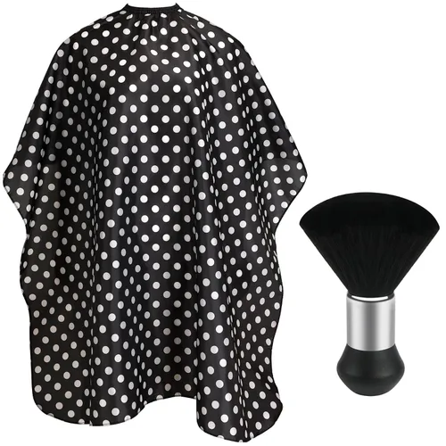 Vista 11 de FEBSNOW Capa de Barbero Impermeable Profesional para Corte de Cabello Cepillo Quitapelusas de Cuello para Corte de Pelo Verde Militar Salón Barba